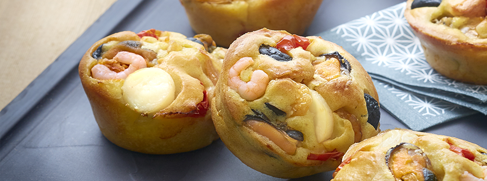 Seafood and olives muffins